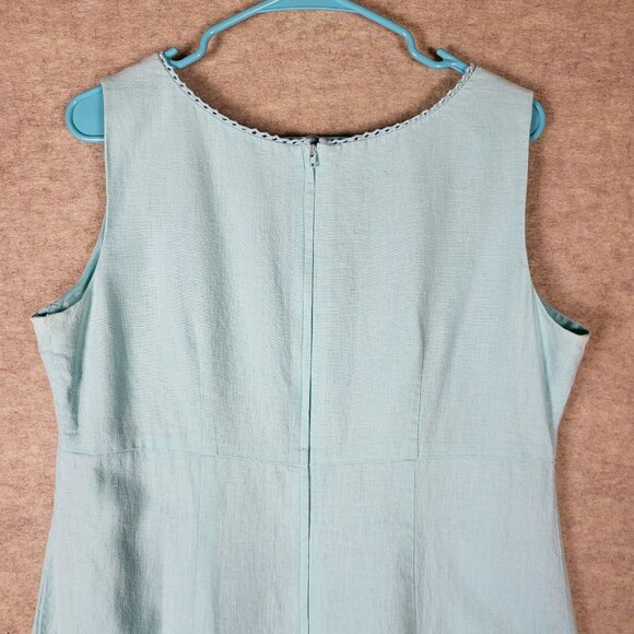 Sag Harbor Linen Maxi Dress, Size 12, Light Blue Embroidered Butterflies 🦋 - Picture 15 of 16